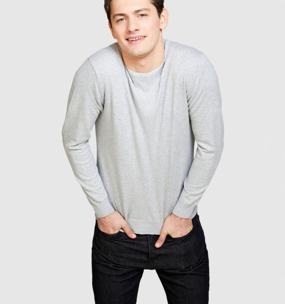 Slim fit sweater - men's crew neck sweaters - Light Gray | Sisley image number 4